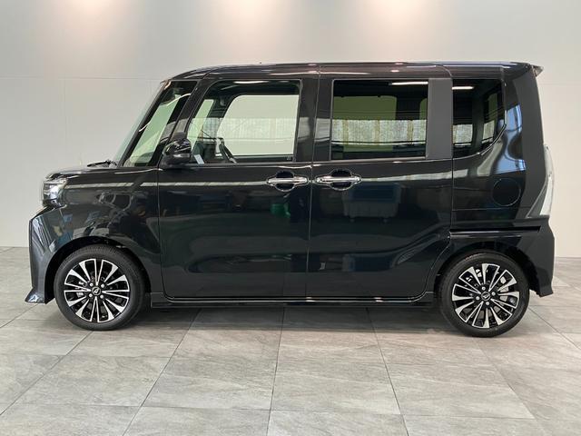 タントカスタムＲＳ　１０型ナビ　前後ドラレコ　届出済未使用車衝突被害軽減ブレーキ　コーナーセンサー　ターボ　１０型フルセグナビ　Ｂｌｕｅｔｏｏｔｈ　ＤＶＤ再生　ＵＳＢ　バックカメラ　前後ドラレコ　両側電動スライドドア　前席シートヒーター　ＬＥＤ　スマートキー（滋賀県）の中古車