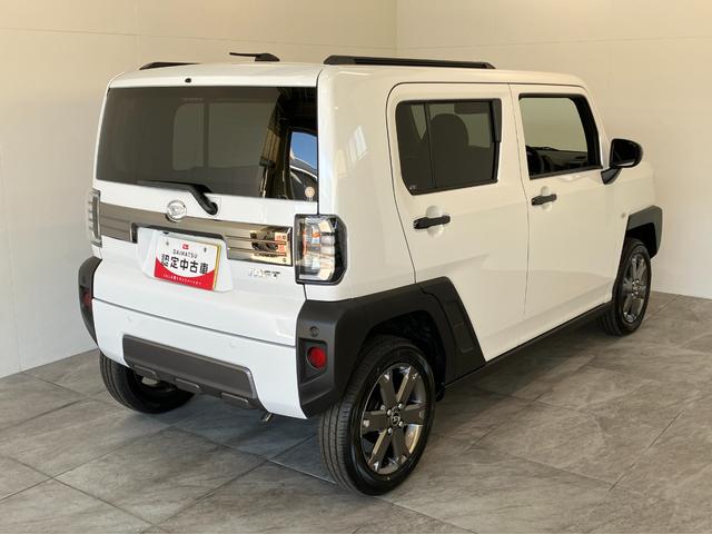 タフトＧダーククロムベンチャー　レーダークルコン　届出済未使用車衝突被害軽減ブレーキ　コーナーセンサー　バックカメラ（ナビ装着時用）　前席シートヒーター　スカイフィールトップ　ＬＥＤ　レーダークルーズコントロール　オートエアコン　スマートキー　エコアイドル（滋賀県）の中古車