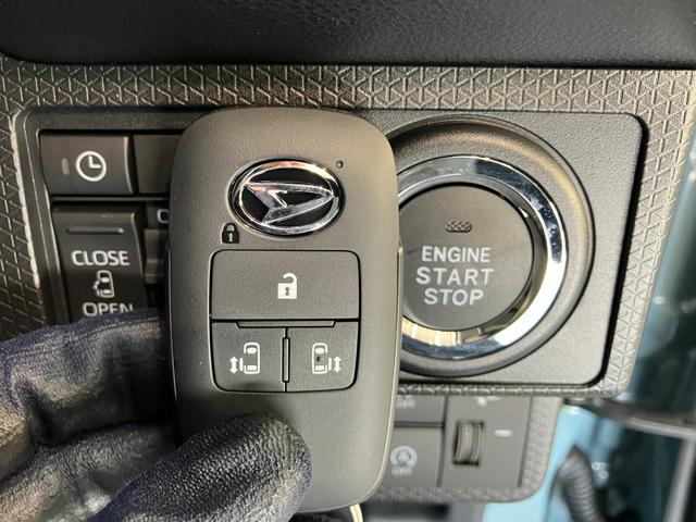 タントファンクロス　コーナーセンサー　ＬＥＤ　届出済未使用車衝突被害軽減ブレーキ　コーナーセンサー　バックカメラ（ナビ装着時用）　両側電動スライドドア　前席シートヒーター　電動パーキングブレーキ　ＬＥＤ　オートライト　オートエアコン　スマートキー　エコアイドル（滋賀県）の中古車