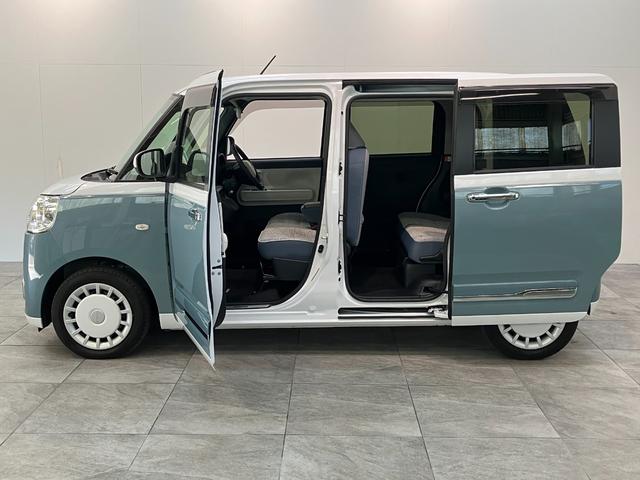 ムーヴキャンバスストライプスＧターボ　１０型ナビ　Ｐカメラ　レーダークルコン衝突被害軽減ブレーキ　コーナーセンサー　１０型フルセグナビ　パノラマカメラ　Ｂｌｕｅｔｏｏｔｈ　ＵＳＢ　前後ドラレコ　レーダクルーズコントロール　両側電動スライドドア　前席シートヒーター　エコアイドル（滋賀県）の中古車