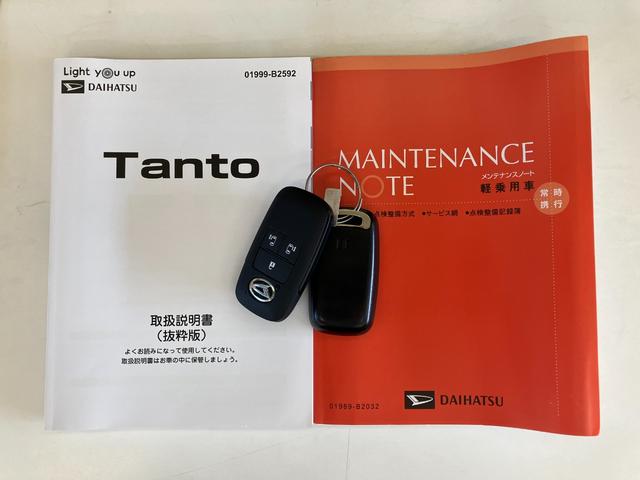 タントカスタムＸ　ＣＤステレオ　両側電動スライドドア　ＬＥＤ衝突被害軽減ブレーキ　コーナーセンサー　バックカメラ（ナビ装着時用）　両側電動スライドドア　前席シートヒーター　電動パーキングブレーキ　ＬＥＤ　オートライト　オートエアコン　スマートキー　エコアイドル（滋賀県）の中古車