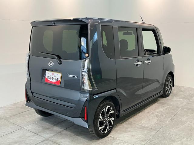タントカスタムＸ　コーナーセンサー　シートヒーター　届出済未使用車衝突被害軽減ブレーキ　コーナーセンサー　バックカメラ（ナビ装着時用）　両側電動スライドドア　前席シートヒーター　電動パーキングブレーキ　ＬＥＤ　オートライト　オートエアコン　スマートキー　エコアイドル（滋賀県）の中古車