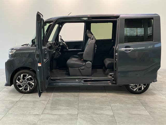 タントカスタムＸ　コーナーセンサー　シートヒーター　届出済未使用車衝突被害軽減ブレーキ　コーナーセンサー　バックカメラ（ナビ装着時用）　両側電動スライドドア　前席シートヒーター　電動パーキングブレーキ　ＬＥＤ　オートライト　オートエアコン　スマートキー　エコアイドル（滋賀県）の中古車