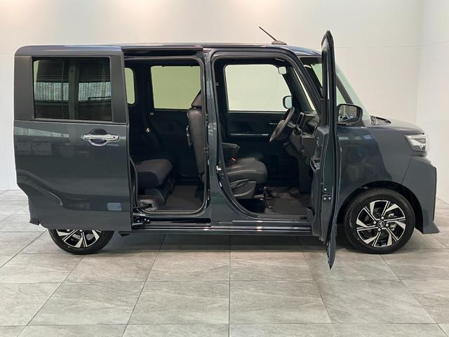 タントカスタムＸ　コーナーセンサー　シートヒーター　届出済未使用車衝突被害軽減ブレーキ　コーナーセンサー　バックカメラ（ナビ装着時用）　両側電動スライドドア　前席シートヒーター　電動パーキングブレーキ　ＬＥＤ　オートライト　オートエアコン　スマートキー　エコアイドル（滋賀県）の中古車