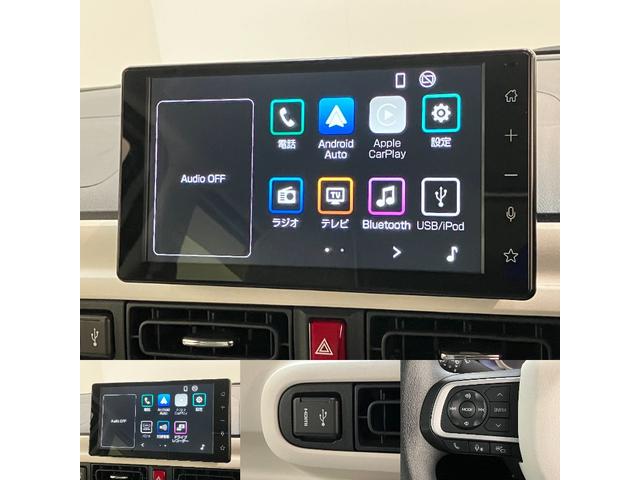 ムーヴキャンバスストライプスG 4WD ディスプレイオーディオ 駐車支援機能衝突被害軽減ブレーキ 9型ディスプレイオーディオ フルセグ パノラマカメラ Bluetooth USB 前後ドラレコ 両側電動スライドドア LED オートライト パーキングアシスト 前席シートヒーター(滋賀県)の中古車