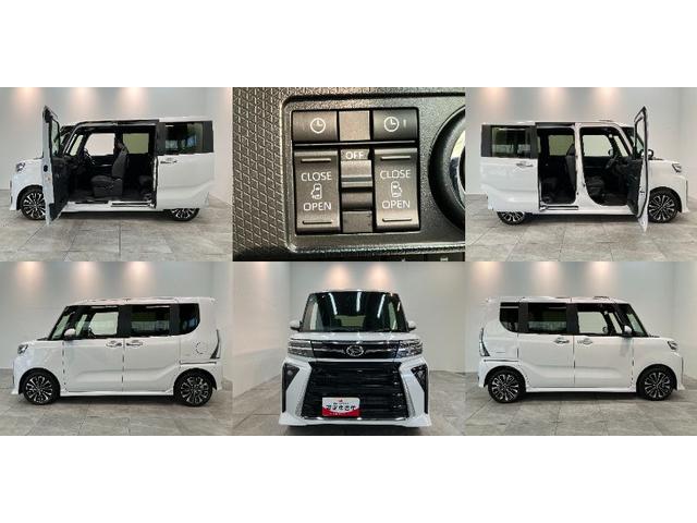 タントカスタムＲＳ　ターボ　コーナーセンサー　届出済未使用車衝突被害軽減ブレーキ　コーナーセンサー　バックカメラ（ナビ装着時用）　両側電動スライドドア　前席シートヒーター　電動パーキングブレーキ　ＬＥＤ　オートライト　オートエアコン　スマートキー　エコアイドル（滋賀県）の中古車