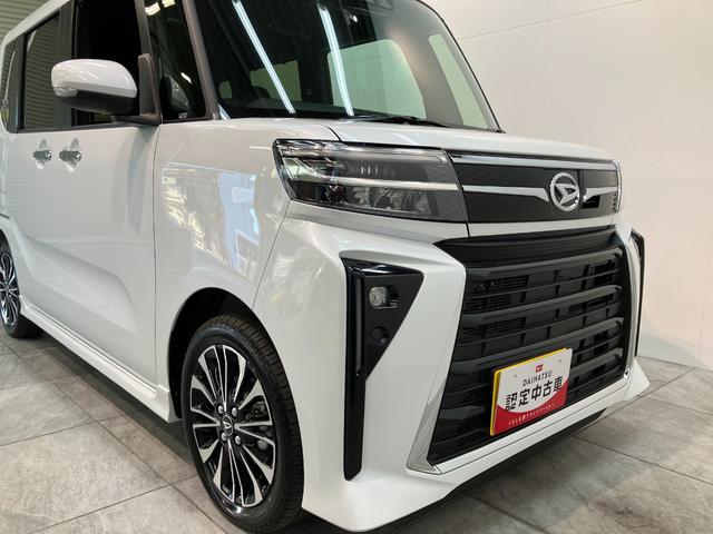 タントカスタムＲＳ　ターボ　コーナーセンサー　届出済未使用車衝突被害軽減ブレーキ　コーナーセンサー　バックカメラ（ナビ装着時用）　両側電動スライドドア　前席シートヒーター　電動パーキングブレーキ　ＬＥＤ　オートライト　オートエアコン　スマートキー　エコアイドル（滋賀県）の中古車