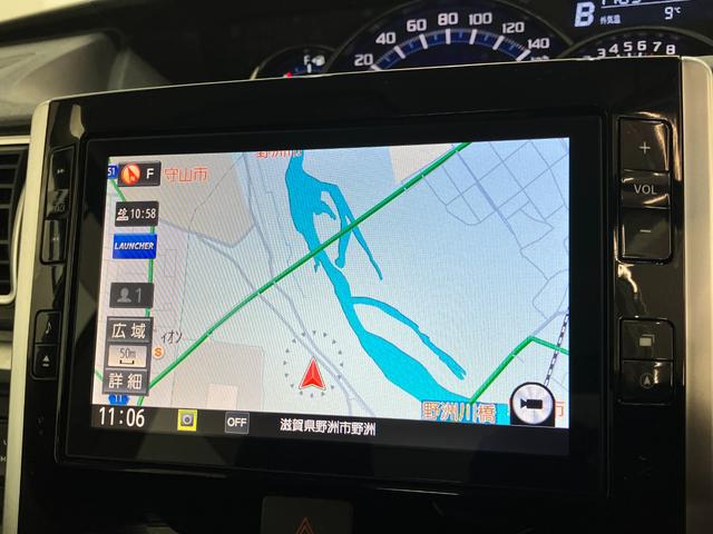 タントカスタムRSトップエディションSA2 8型ナビ バックカメラ衝突被害軽減ブレーキ スマアシ2 8型フルセグナビ Bluetooth DVD USB バックカメラ ドラレコ ETC 両側電動スライドドア LED オートライト スマートキー タイヤ4本新品交換済(滋賀県)の中古車