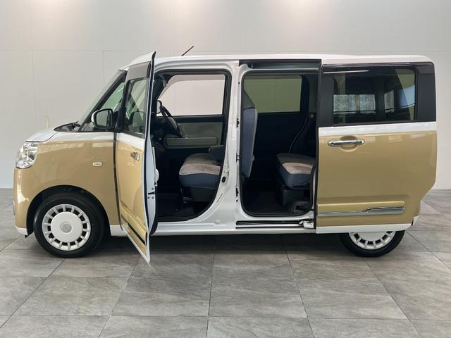 ムーヴキャンバスストライプスＧ　９型ディスプレイオーディオ　レーダークルコン衝突被害軽減ブレーキ　コーナーセンサー　９型ディスプレイオーディオ　フルセグ　Ｂｌｕｅｔｏｏｔｈ　ＵＳＢ　パノラマカメラ　両側電動スライドドア　前席シートヒーター　ＬＥＤ　レーダークルーズコントロール（滋賀県）の中古車