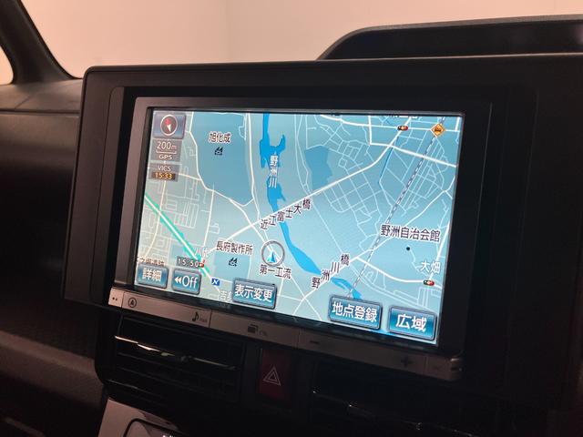 タントカスタムＲＳ　８型フルセグナビ　バックカメラ　車検整備付衝突被害軽減ブレーキ　コーナーセンサー　ターボ　８型フルセグナビ　Ｂｌｕｅｔｏｏｔｈ　ＤＶＤ再生　ＵＳＢ　バックカメラ　ＴＶコントロール　両側電動スライドドア　前席シートヒーター　ＬＥＤ　クルコン（滋賀県）の中古車