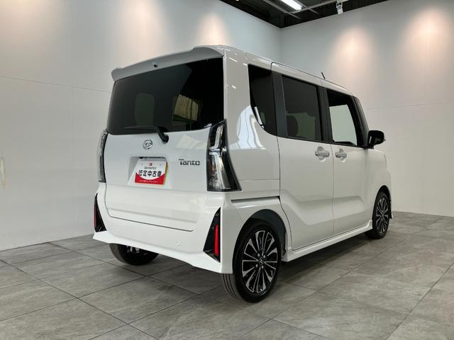 タントカスタムＲＳ　９型ディスプレイオーディオ　届出済未使用車衝突被害軽減ブレーキ　コーナーセンサー　９型ディスプレイオーディオ　フルセグ　Ｂｌｕｅｔｏｏｔｈ　ＵＳＢ　バックカメラ　両側電動スライドドア　前席シートヒーター　ＬＥＤ　スマートキー　電動パーキング（滋賀県）の中古車