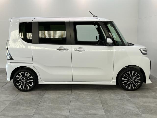 タントカスタムＲＳ　両側パワスラ　コーナーセンサー　届出済未使用車衝突被害軽減ブレーキ　コーナーセンサー　ターボ　バックカメラ（ナビ装着時用）　両側電動スライドドア　前席シートヒーター　電動パーキングブレーキ　ＬＥＤ　オートライト　オートエアコン　スマートキー（滋賀県）の中古車