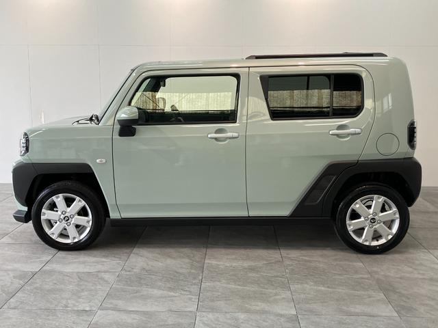 タフトＧ　レーダークルーズコントロール　届出済未使用車衝突被害軽減ブレーキ　コーナーセンサー　バックカメラ（ナビ装着時用）　前席シートヒーター　電動パーキング　スカイフィールトップ　ＬＥＤ　オートライト　オートエアコン　スマートキー　エコアイドル（滋賀県）の中古車