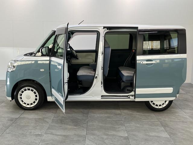 ムーヴキャンバスストライプスＧ　フルセグナビ　パノラマカメラ　前後ドラレコ衝突被害軽減ブレーキ　フルセグナビ　パノラマカメラ　ＤＶＤ再生　Ｂｌｕｅｔｏｏｔｈ　ＵＳＢ　前後ドラレコ　ＥＴＣ　両側電動スライドドア　ＬＥＤ　オートライト　シートヒーター　オートエアコン（滋賀県）の中古車