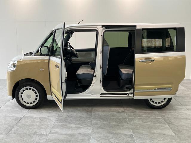 ムーヴキャンバスストライプスＧ　駐車支援システム　９型Ｄ．Ａ　届出済未使用車衝突被害軽減ブレーキ　コーナーセンサー　９型ディスプレイオーディオ　フルセグ　Ｂｌｕｅｔｏｏｔｈ　ＵＳＢ　パノラマカメラ　駐車支援システム　両側電動スライドドア　前席シートヒーター　ＬＥＤ（滋賀県）の中古車