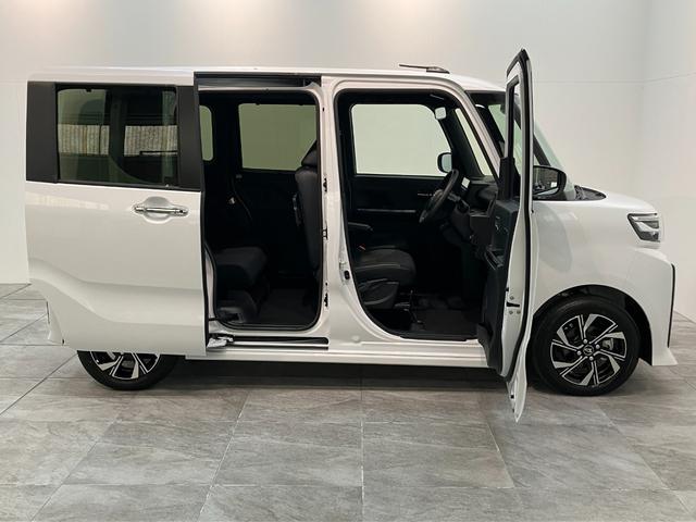 タントカスタムＸ　９型ディスプレイオーディオ　届出済未使用車衝突被害軽減ブレーキ　コーナーセンサー　９型ディスプレイオーディオ　フルセグ　Ｂｌｕｅｔｏｏｔｈ　ＵＳＢ　バックカメラ　両側電動スライドドア　前席シートヒーター　ＬＥＤ　スマートキー　エコアイドル（滋賀県）の中古車