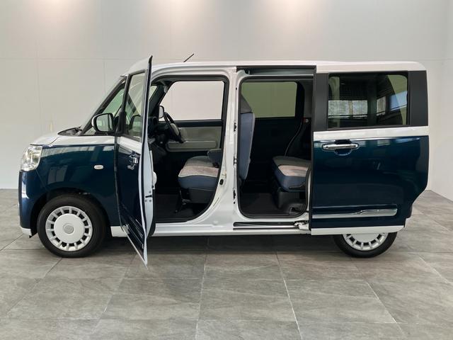 ムーヴキャンバスストライプスＧ　１０型ナビ　前後ドラレコ　届出済未使用車衝突被害軽減ブレーキ　１０型フルセグナビ　バックカメラ　ＤＶＤ再生　Ｂｌｕｅｔｏｏｔｈ　ＵＳＢ　前後ドラレコ　両側電動スライドドア　ＬＥＤヘッドライト　オートライト　前席シートヒーター　エコアイドル（滋賀県）の中古車