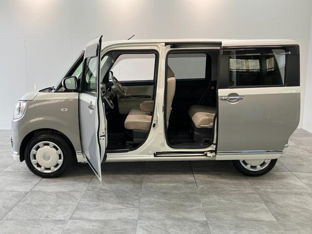 ムーヴキャンバスＧメイクアップＶＳ　ＳＡ３　フルセグナビ　Ｐカメラ　ドラレコ衝突被害軽減ブレーキ　フルセグナビ　パノラマカメラ　ＤＶＤ再生　Ｂｌｕｅｔｏｏｔｈ　ＵＳＢ　前後ドラレコ　ＥＴＣ　両側電動スライドドア　ＬＥＤ　シートヒーター　エコアイドル　タイヤ４本新品交換済み（滋賀県）の中古車