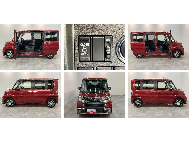 タントカスタムXトップエディションSA3 4WD ナビ Bカメラ衝突被害軽減ブレーキ フルセグナビ Bluetooth DVD再生 USB バックカメラ ドラレコ ETC 左側電動スライドドア シートヒーター LED オートライト スマートキー フルタイム4WD(滋賀県)の中古車
