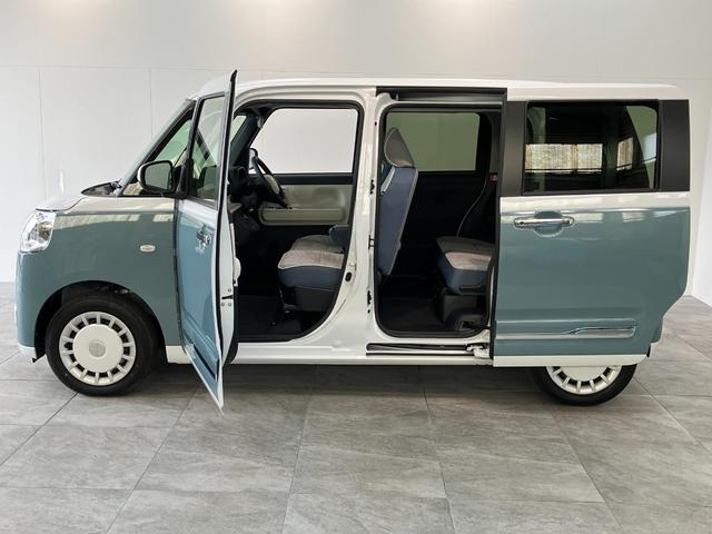 ムーヴキャンバスストライプスＧ　９型ディスプレイオーディオ　届出済未使用車衝突被害軽減ブレーキ　コーナーセンサー　９型ディスプレイオーディオ　フルセグ　Ｂｌｕｅｔｏｏｔｈ　ＵＳＢ　バックカメラ　両側電動スライドドア　前席シートヒーター　ＬＥＤ　ワイヤレス充電器　エコアイドル（滋賀県）の中古車