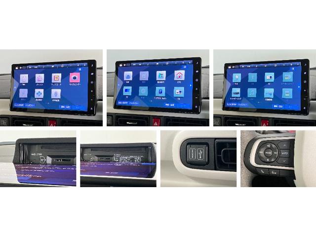 ムーヴキャンバスストライプスＧ　１０型ナビ　前後ドラレコ　届出済未使用車衝突被害軽減ブレーキ　１０型フルセグナビ　ＤＶＤ　Ｂｌｕｅｔｏｏｔｈ　ＵＳＢ　バックカメラ　前後ドラレコ　両側電動スライドドア　ＬＥＤ　オートライト　オートエアコン　前席シートヒーター　エコアイドル（滋賀県）の中古車