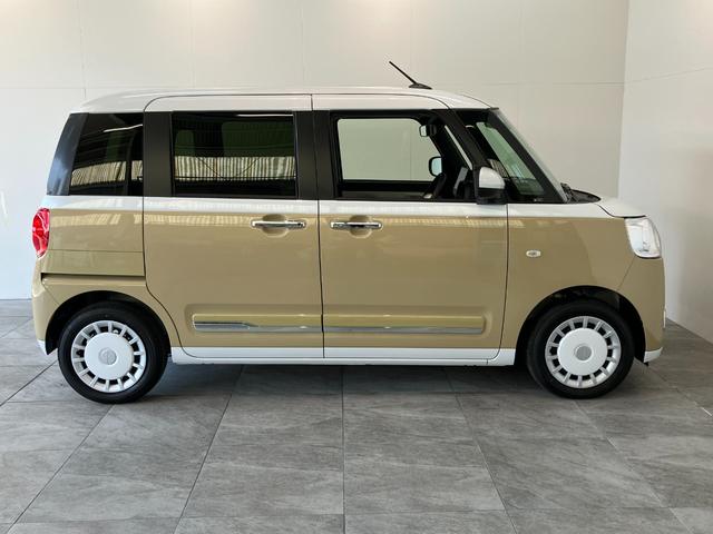 ムーヴキャンバスストライプスＧ　１０型ナビ　前後ドラレコ　届出済未使用車衝突被害軽減ブレーキ　１０型フルセグナビ　ＤＶＤ　Ｂｌｕｅｔｏｏｔｈ　ＵＳＢ　バックカメラ　前後ドラレコ　両側電動スライドドア　ＬＥＤ　オートライト　オートエアコン　前席シートヒーター　エコアイドル（滋賀県）の中古車