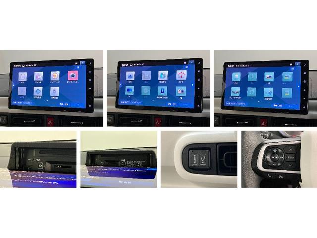 ムーヴキャンバスストライプスＧターボ　１０型ナビ　Ｂカメラ　前後ドラレコ衝突被害軽減ブレーキ　１０型フルセグナビ　ＤＶＤ　Ｂｌｕｅｔｏｏｔｈ　ＵＳＢ　バックカメラ　前後ドラレコ　両側電動スライドドア　ＬＥＤ　オートライト　オートエアコン　シートヒーター　レーダークルコン（滋賀県）の中古車