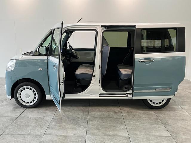ムーヴキャンバスストライプスＧターボ　１０型ナビ　Ｂカメラ　前後ドラレコ衝突被害軽減ブレーキ　１０型フルセグナビ　ＤＶＤ　Ｂｌｕｅｔｏｏｔｈ　ＵＳＢ　バックカメラ　前後ドラレコ　両側電動スライドドア　ＬＥＤ　オートライト　オートエアコン　シートヒーター　レーダークルコン（滋賀県）の中古車