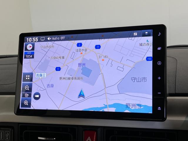 ムーヴキャンバスストライプスＧ　１０型ナビ　前後ドラレコ　届出済未使用車衝突被害軽減ブレーキ　コーナーセンサー　フルセグナビ　ＤＶＤ再生　Ｂｌｕｅｔｏｏｔｈ　ＵＳＢ　バックカメラ　前後ドラレコ　両側電動スライドドア　ＬＥＤ　オートライト　オートエアコン　前席シートヒーター（滋賀県）の中古車
