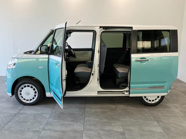 ムーヴキャンバスストライプスＧ　１０型ナビ　前後ドラレコ　届出済未使用車衝突被害軽減ブレーキ　コーナーセンサー　フルセグナビ　ＤＶＤ再生　Ｂｌｕｅｔｏｏｔｈ　ＵＳＢ　バックカメラ　前後ドラレコ　両側電動スライドドア　ＬＥＤ　オートライト　オートエアコン　前席シートヒーター（滋賀県）の中古車