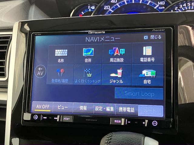 タントカスタムRSトップエディションSA3 8型ナビ ターボ衝突被害軽減ブレーキ 8型フルセグナビ Bluetooth DVD再生 バックカメラ リアフリップダウンモニター ETC 両側電動スライドドア シートヒーター LED オートライト スマートキー(滋賀県)の中古車