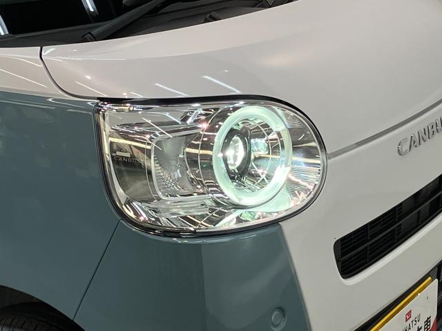 ムーヴキャンバスストライプスＧ　両側電動スライドドア　届出済未使用車衝突被害軽減ブレーキ　コーナーセンサー　バックカメラ（ナビ装着時用）　両側電動スライドドア　前席シートヒーター　電動パーキングブレーキ　ＬＥＤ　オートライト　オートエアコン　スマートキー　エコアイドル（滋賀県）の中古車