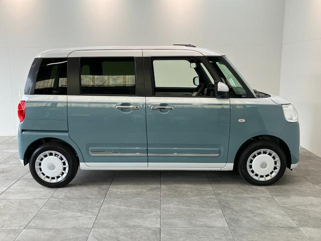 ムーヴキャンバスストライプスＧ　両側電動スライドドア　届出済未使用車衝突被害軽減ブレーキ　コーナーセンサー　バックカメラ（ナビ装着時用）　両側電動スライドドア　前席シートヒーター　電動パーキングブレーキ　ＬＥＤ　オートライト　オートエアコン　スマートキー　エコアイドル（滋賀県）の中古車