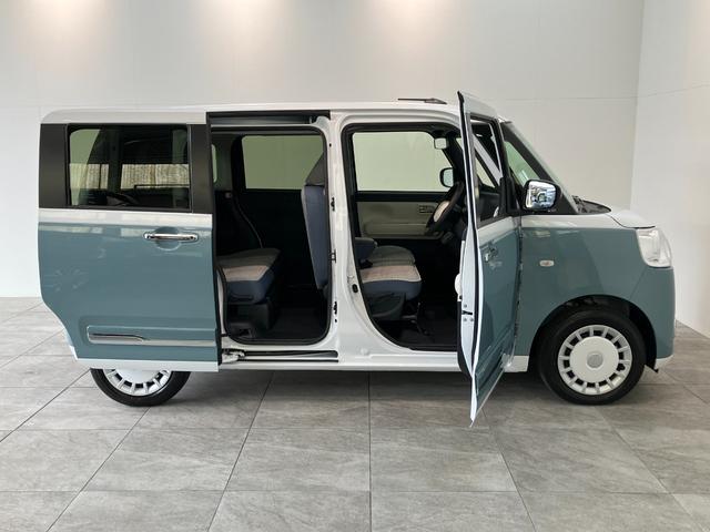 ムーヴキャンバスストライプスＧ　両側電動スライドドア　届出済未使用車衝突被害軽減ブレーキ　コーナーセンサー　バックカメラ（ナビ装着時用）　両側電動スライドドア　前席シートヒーター　電動パーキングブレーキ　ＬＥＤ　オートライト　オートエアコン　スマートキー　エコアイドル（滋賀県）の中古車