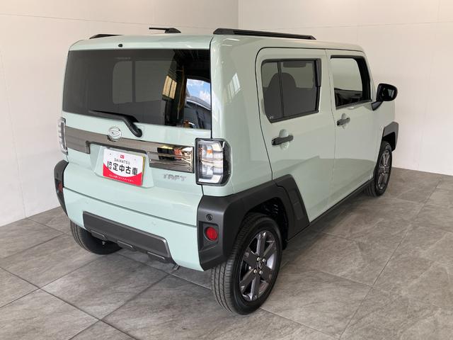 タフトＧダーククロムベンチャー　レーダクルコン　届出済未使用車衝突被害軽減ブレーキ　コーナーセンサー　バックカメラ（ナビ装着時用）　シートヒーター　電動パーキング　スカイフィールトップ　ＬＥＤ　オートライト　オートエアコン　スマートキー　エコアイドル　クルコン（滋賀県）の中古車