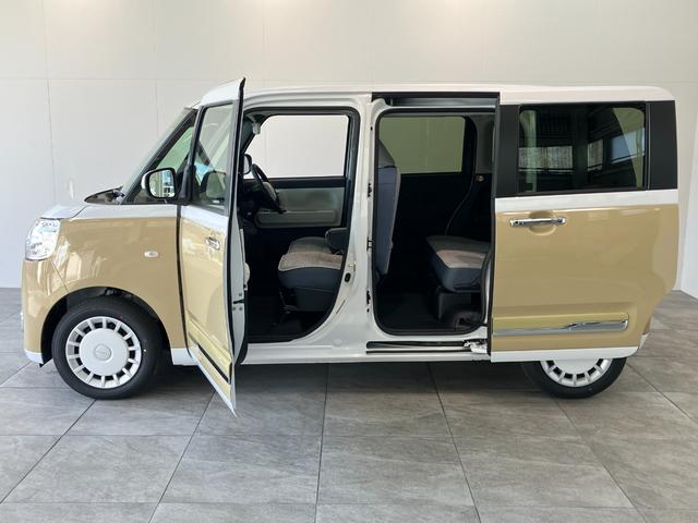ムーヴキャンバスストライプスＧ　９型ディスプレイオーディオ　届出済未使用車衝突被害軽減ブレーキ　コーナーセンサー　９型ディスプレイオーディオ　フルセグ　Ｂｌｕｅｔｏｏｔｈ　ＵＳＢ　バックカメラ　両側電動スライドドア　前席シートヒーター　ＬＥＤ　ワイヤレス充電器　エコアイドル（滋賀県）の中古車