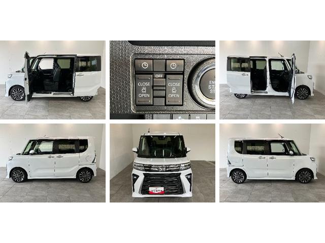 タントカスタムＲＳ　ターボ　９型ディスプレイオーディオ　クルコン衝突被害軽減ブレーキ　コーナーセンサー　９型ディスプレイオーディオ　フルセグ　Ｂｌｕｅｔｏｏｔｈ　ＵＳＢ　バックカメラ　前後ドラレコ　両側電動スライドドア　前席シートヒーター　ＬＥＤ　レーダークルコン（滋賀県）の中古車