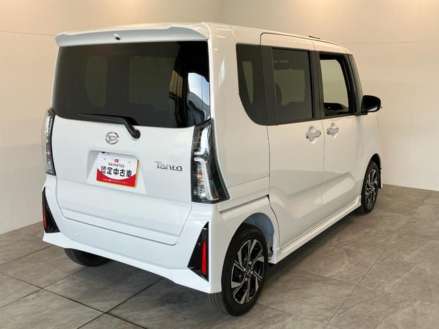 タントカスタムＸリミテッド　レーダクルコン　届出済未使用車衝突被害軽減ブレーキ　コーナーセンサー　バックカメラ（ナビ装着時用）　ＥＴＣ　両側電動スライドドア　前席シートヒーター　電動パーキングブレーキ　ＬＥＤ　オートライト　レーダークルーズコントロール（滋賀県）の中古車