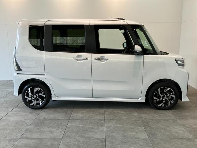 タントカスタムＸリミテッド　レーダクルコン　届出済未使用車衝突被害軽減ブレーキ　コーナーセンサー　バックカメラ（ナビ装着時用）　ＥＴＣ　両側電動スライドドア　前席シートヒーター　電動パーキングブレーキ　ＬＥＤ　オートライト　レーダークルーズコントロール（滋賀県）の中古車