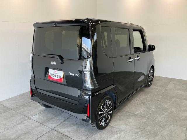 タントカスタムＲＳリミテッド　ターボ　クルコン　届出済未使用車衝突被害軽減ブレーキ　コーナーセンサー　バックカメラ（ナビ装着時用）　両側電動スライドドア　前席シートヒーター　電動パーキングブレーキ　ＬＥＤ　オートライト　オートエアコン　クルーズコントロール（滋賀県）の中古車