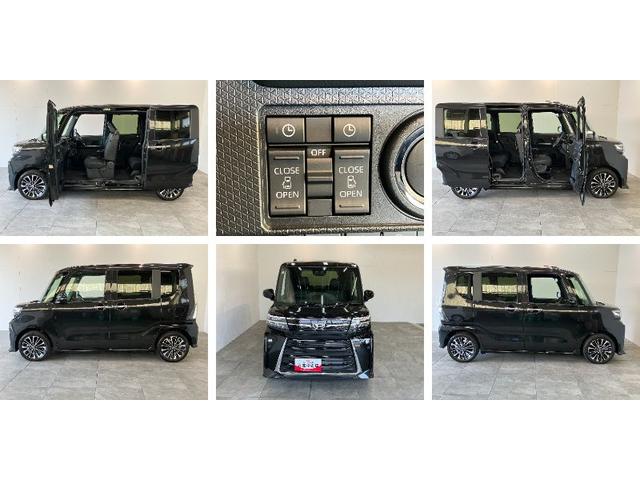 タントカスタムＲＳリミテッド　ターボ　クルコン　届出済未使用車衝突被害軽減ブレーキ　コーナーセンサー　バックカメラ（ナビ装着時用）　両側電動スライドドア　前席シートヒーター　電動パーキングブレーキ　ＬＥＤ　オートライト　オートエアコン　クルーズコントロール（滋賀県）の中古車
