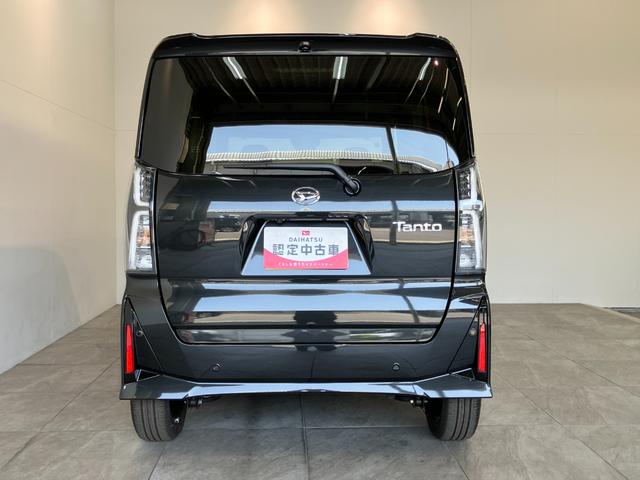 タントカスタムＲＳリミテッド　ターボ　クルコン　届出済未使用車衝突被害軽減ブレーキ　コーナーセンサー　バックカメラ（ナビ装着時用）　両側電動スライドドア　前席シートヒーター　電動パーキングブレーキ　ＬＥＤ　オートライト　オートエアコン　クルーズコントロール（滋賀県）の中古車