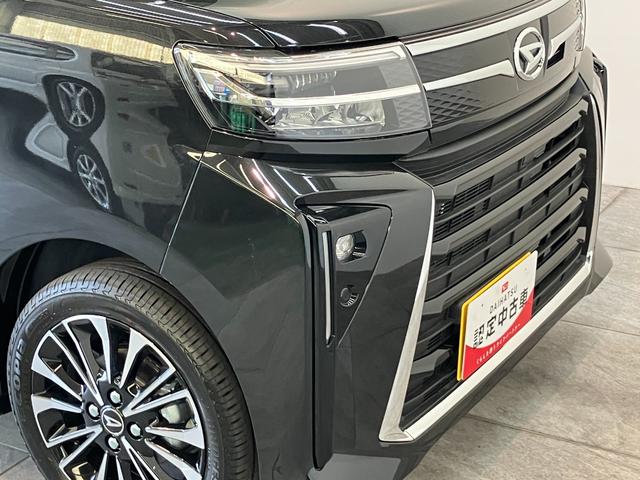 タントカスタムＲＳリミテッド　ターボ　クルコン　届出済未使用車衝突被害軽減ブレーキ　コーナーセンサー　バックカメラ（ナビ装着時用）　両側電動スライドドア　前席シートヒーター　電動パーキングブレーキ　ＬＥＤ　オートライト　オートエアコン　クルーズコントロール（滋賀県）の中古車