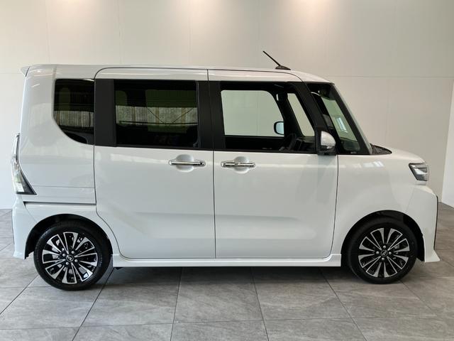 タントカスタムＲＳリミテッド　ターボ　クルコン　届出済未使用車衝突被害軽減ブレーキ　コーナーセンサー　バックカメラ（ナビ装着時用）　両側電動スライドドア　前席シートヒーター　電動パーキングブレーキ　ＬＥＤ　オートライト　オートエアコン　クルーズコントロール（滋賀県）の中古車