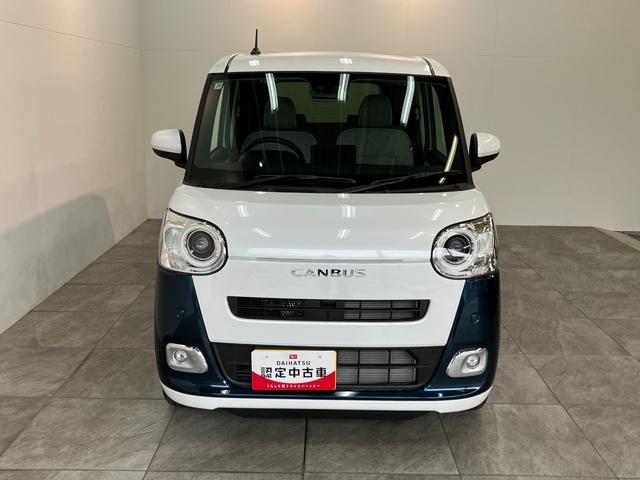 ムーヴキャンバスストライプスG 両側電動スライドドア 届出済未使用車衝突被害軽減ブレーキ コーナーセンサー バックカメラ(ナビ装着時用) 両側電動スライドドア 前席シートヒーター 電動パーキングブレーキ LED オートライト オートエアコン スマートキー エコアイドル(滋賀県)の中古車