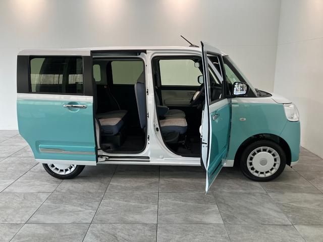 ムーヴキャンバスストライプスＧ　両側電動スライドドア　届出済未使用車衝突被害軽減ブレーキ　コーナーセンサー　バックカメラ（ナビ装着時用）　両側電動スライドドア　前席シートヒーター　電動パーキングブレーキ　ＬＥＤ　オートライト　オートエアコン　スマートキー　エコアイドル（滋賀県）の中古車