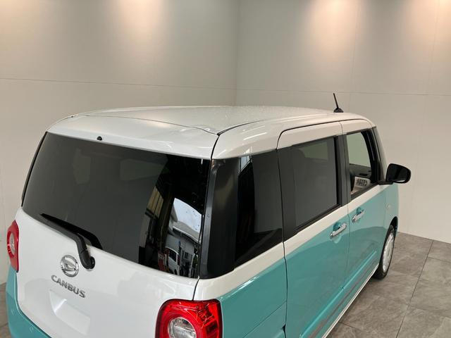 ムーヴキャンバスストライプスＧ　両側電動スライドドア　届出済未使用車衝突被害軽減ブレーキ　コーナーセンサー　バックカメラ（ナビ装着時用）　両側電動スライドドア　前席シートヒーター　電動パーキングブレーキ　ＬＥＤ　オートライト　オートエアコン　スマートキー　エコアイドル（滋賀県）の中古車