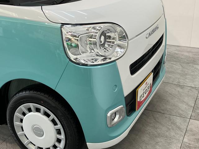 ムーヴキャンバスストライプスＧ　両側電動スライドドア　届出済未使用車衝突被害軽減ブレーキ　コーナーセンサー　バックカメラ（ナビ装着時用）　両側電動スライドドア　前席シートヒーター　電動パーキングブレーキ　ＬＥＤ　オートライト　オートエアコン　スマートキー　エコアイドル（滋賀県）の中古車