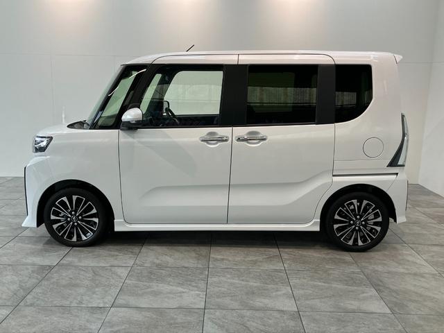 タントカスタムＲＳリミテッド　ターボ　両側パワスラ　届出済未使用車衝突被害軽減ブレーキ　コーナーセンサー　バックカメラ（ナビ装着時用）　両側電動スライドドア　前席シートヒーター　レーダークルーズ　ＬＥＤ　オートライト　オートエアコン　スマートキー　エコアイドル（滋賀県）の中古車