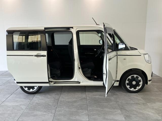 ムーヴキャンバスＧブラックアクセントＶＳ　ＳＡ３　８型ナビ　パノラマカメラ衝突被害軽減ブレーキ　８型フルセグナビ　ＤＶＤ　Ｂｌｕｅｔｏｏｔｈ　ＵＳＢ　パノラマカメラ　前後ドラレコ　両側電動スライド　シートヒーター　ＬＥＤ　オートエアコン　エコアイドル　タイヤ４本新品交換済（滋賀県）の中古車